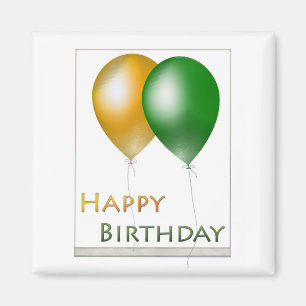 Aimant Joyeux Ballons d'anniversaire Vert et Or