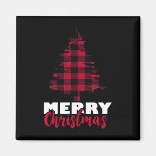 Aimant Joyeux Buffalo de Noël Plaid Arbre de Noël Noël No