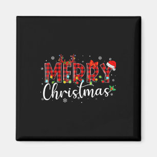 Aimant Joyeux Buffalo de Noël Plaid Rouge Noël Noël Noël