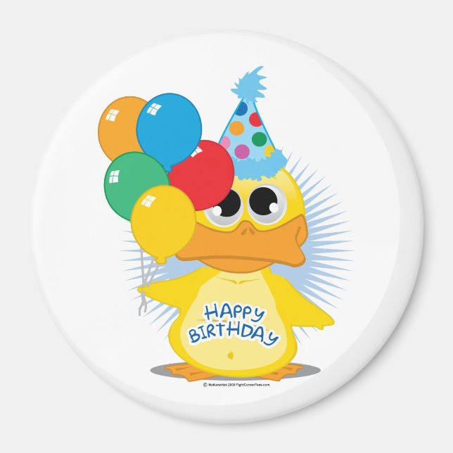 Aimant Joyeux canard d'anniversaire (Devant)