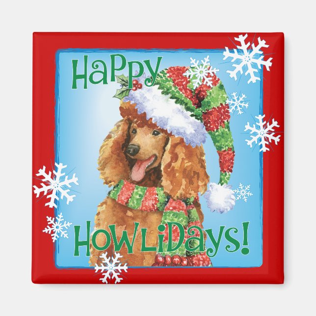 Aimant Joyeux caniche Howlidays (Devant)