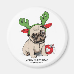 Aimant Joyeux Carlin de chiot de Noël