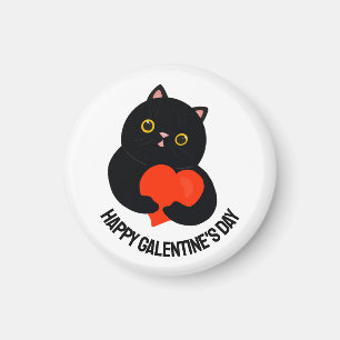 Aimant Joyeux chaton noir de la Saint-Galentin donne un c