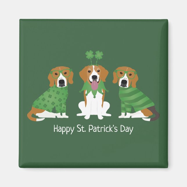 Aimant Joyeux chien Beagle Jour de la Saint Patrick (Devant)