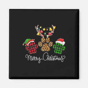 Aimant Joyeux Chien De Noël Paws Éclairage Buffalo Plaid