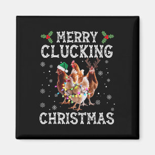 Aimant Joyeux clucage Noël Drôle poulet Santa Hat X