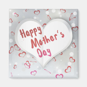 Aimant Joyeux coeur de papier 3D de la Fête des Mères