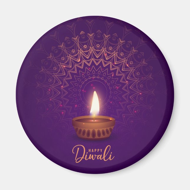 Aimant Joyeux Diwali - Bougie allumée (Devant)