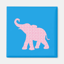Aimant Joyeux Eléphant Rose Art Motif mou