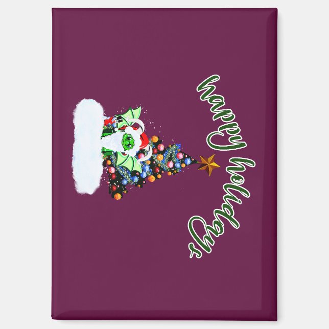 Aimant Joyeux et Noël magique avec un Twist Dragon (Recto)