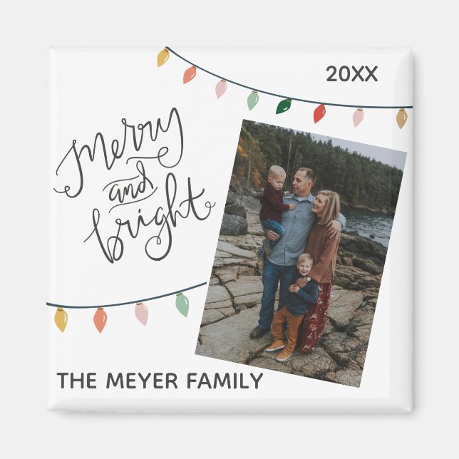 Aimant Joyeux festifs et lumières de Noël brillantes (Devant)