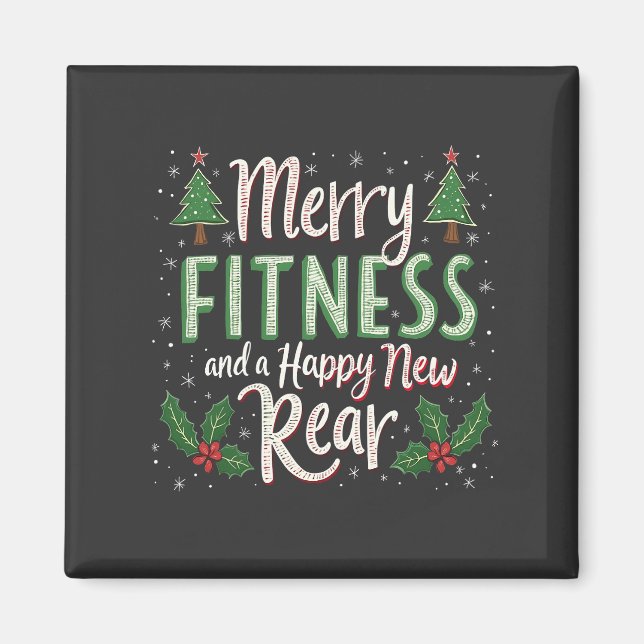 Aimant Joyeux Fitness et Joyeux nouveau Bodybuilding arri (Devant)
