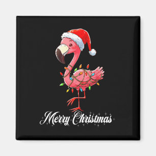 Aimant Joyeux Flamant rose de Noël Père Noël Fa La La Min