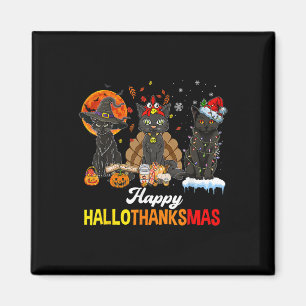 Aimant Joyeux Hallothanksmas Chat Noir Halloween Thanksgi