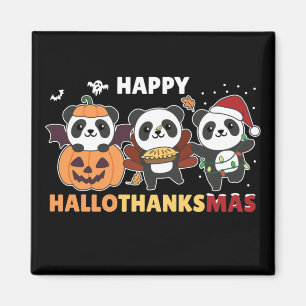 Aimant Joyeux Hallothanksmas Pandas Christmas Panda Magne