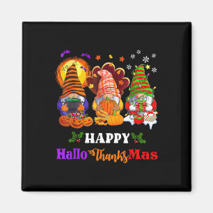 Aimant Joyeux Hallothanksmas Trois Gnomes Halloween Joyeu