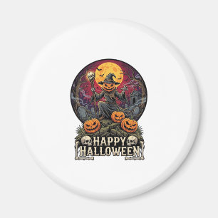 Aimant Joyeux Halloween Citrouille Magicien Cimetière Ple