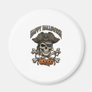 Aimant Joyeux Halloween Crâne de Pirate Os Croisés Citrou