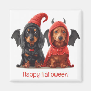 Aimant Joyeux Halloween Dachshund Chiens Devil Bat