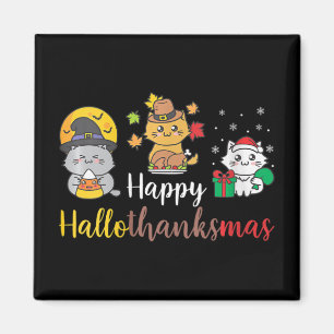 Aimant Joyeux Halloween Noël Thanksgiving Chat