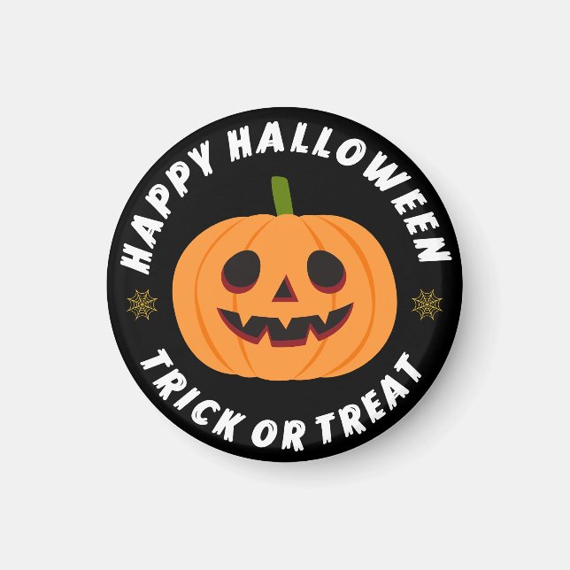 Aimant Joyeux Halloween Trick or Treat Citrouille Noir (Devant)