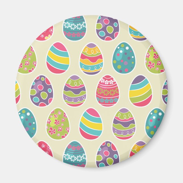Aimant Joyeux Jour de Pâques aux oeufs de Pâques rétro (Devant)