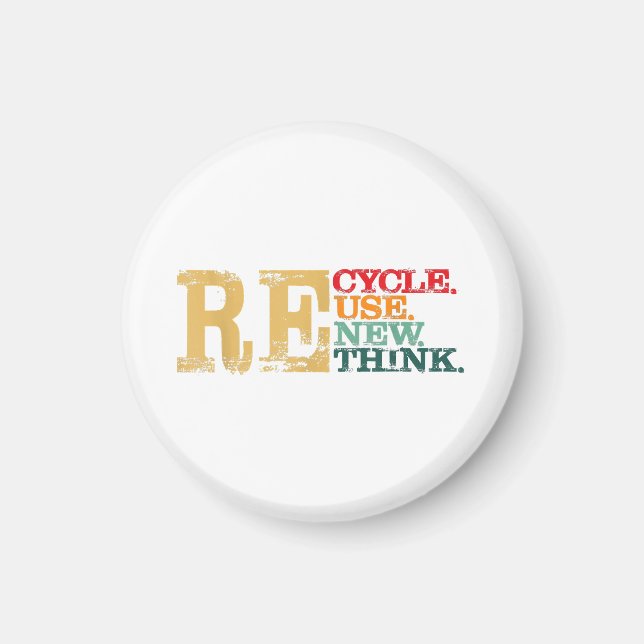 Aimant Joyeux Jour des terres Recycle Réutiliser Renouvel (Devant)