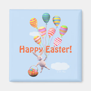Aimant Joyeux lapin et ballons de Pâques