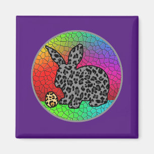Aimant Joyeux lapin lapin Empreinte de léopard de Pâque
