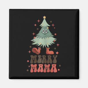 Aimant Joyeux Mama Retro Arbre de Noël Face Super Matchi