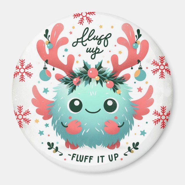 Aimant Joyeux monstre bleu Noël mignon (Devant)