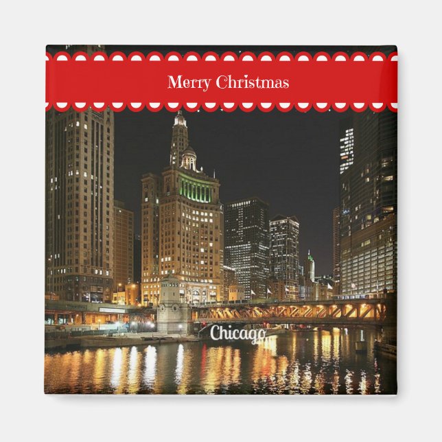 Aimant Joyeux Noël à Chicago (Devant)