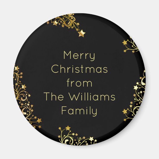Aimant Joyeux Noël de Ajouter votre nom Black Gold (Devant)