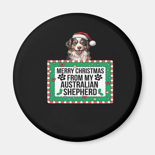 Aimant Joyeux Noël De Mon Berger Australien Classi (Devant)
