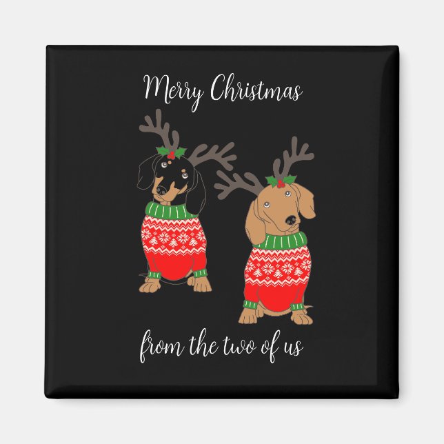 Aimant Joyeux Noël Deux Dachshunds Jumelés (Devant)