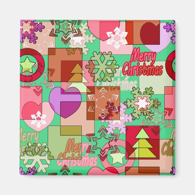 Aimant Joyeux Noël en toute transparence formes géométriq (Devant)