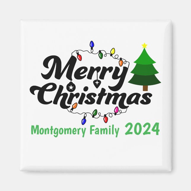 Aimant Joyeux Noël Famille personnalisée (Devant)