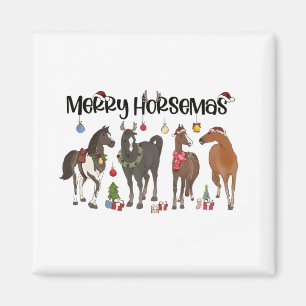 Aimant Joyeux Noël Fleur de Cheval de Cheval de Noël Équi