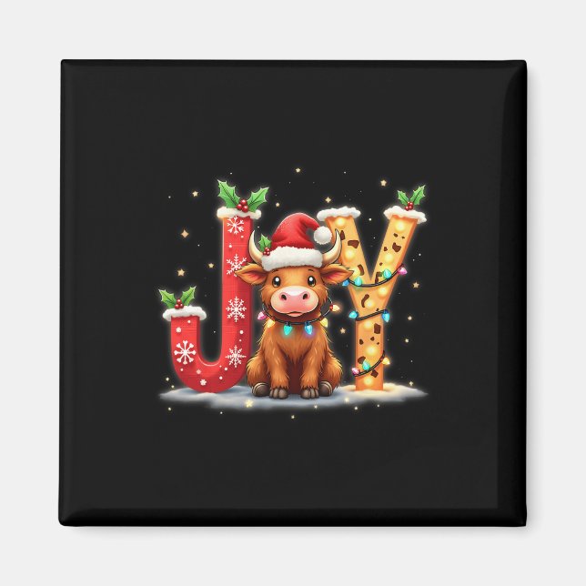 Aimant Joyeux Noël Highland Vache Famille drôle Matchin (Devant)