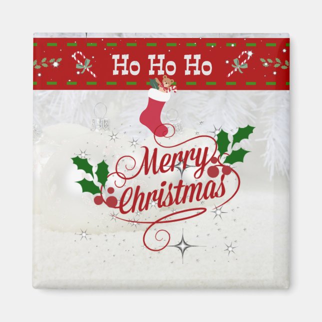 Aimant Joyeux Noël, Ho Ho Ho, design de vacances festives (Devant)