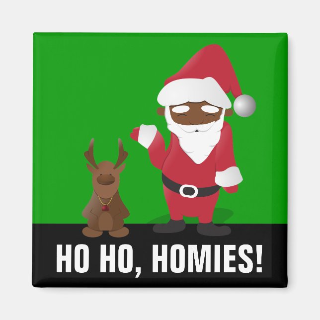 Aimant Joyeux Noël Homeboys : Père Noël Noir & Blingin' (Devant)