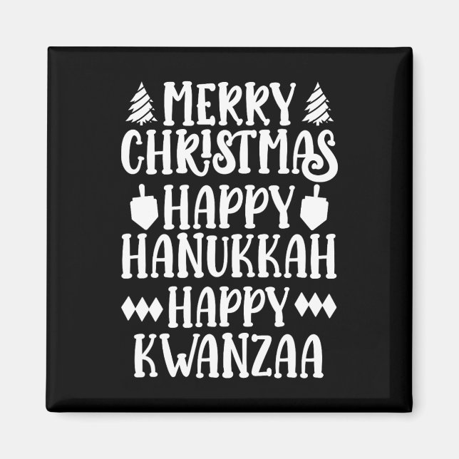 Aimant Joyeux Noël Joyeux Hanoukka Joyeux Kwanzaa 13 (Devant)