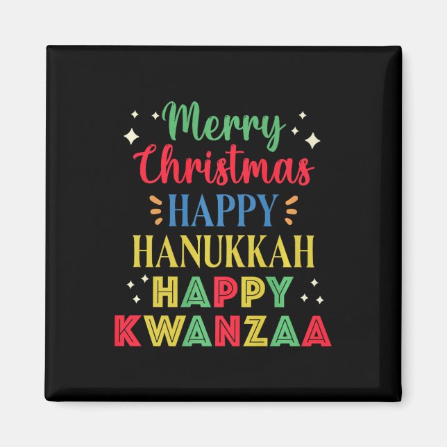 Aimant Joyeux Noël Joyeux Hanoukka Joyeux Kwanzaa 9 (Devant)