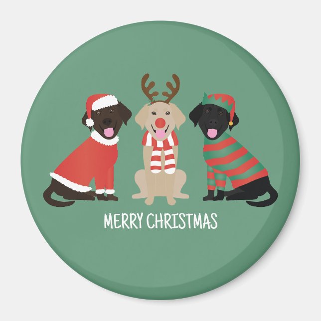 Aimant Joyeux Noël Labrador Retriever Dogs (Devant)