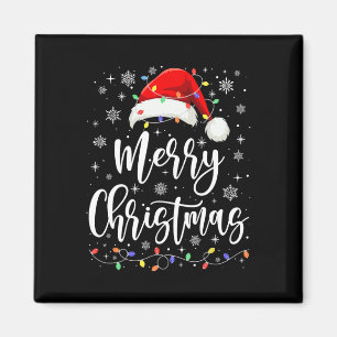 Aimant Joyeux Noël Lumières Rouge Noël Chapeau Noël Famil