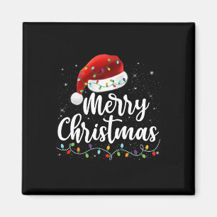 Aimant Joyeux Noël Lumières Rouge Noël Chapeau Noël Famil