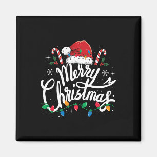 Aimant Joyeux Noël Lumières Rouge Noël Chapeau Noël Famil