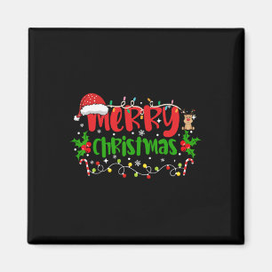 Aimant Joyeux Noël Lumières Rouge Noël Chapeau Noël Famil
