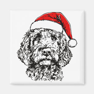 Aimant Joyeux Noël mignon Goldendoodle Père Noël Noël 