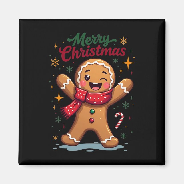 Aimant Joyeux Noël mignonne Pain d'épices Homme Festi (Devant)
